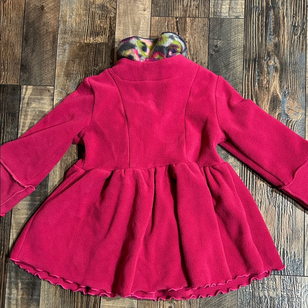 Vibrant Pink Kids Pea Coat with Scarf - Picture 6 of 6